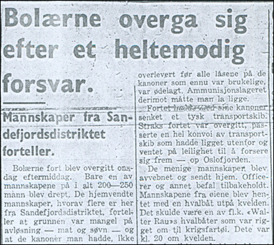Sandefjords Blad 12. april 1940