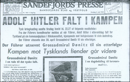 Sandefjords Blad 2. mai 1945